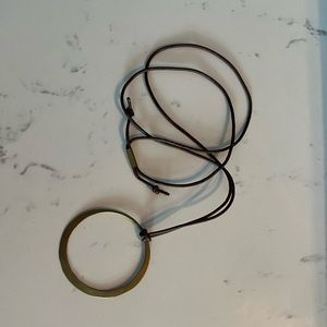 Long adjustable necklace with gold hoop